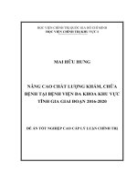 Nâng cao chất lượng khám, chữa bệnh tại bệnh viện đa khoa khu vực Tĩnh Gia giai đoạn 2016-2020