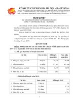 Nghị quyết Đại hội cổ đông thường niên - Công ty Cổ phần Bia Hà Nội - Hải Phòng