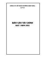 Báo cáo tài chính công ty mẹ quý 1 năm 2012 - Công ty Cổ phần Đường Biên Hoà