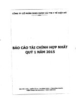 Báo cáo tài chính hợp nhất quý 1 năm 2015 - CTCP Sản xuất Kinh doanh Dược và Trang thiết bị Y tế Việt Mỹ
