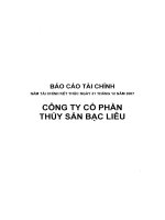 Báo cáo tài chính năm 2007 (đã kiểm toán) - Công ty Cổ phần Thủy sản Bạc Liêu