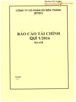 Báo cáo tài chính quý 1 năm 2016 - Công ty Cổ phần Dịch vụ Bến Thành