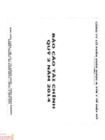 Báo cáo tài chính công ty mẹ quý 3 năm 2014 - CTCP Sản xuất Kinh doanh Dược và Trang thiết bị Y tế Việt Mỹ