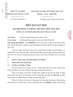 Nghị quyết Đại hội cổ đông thường niên - Công ty Cổ phần Khoáng sản Vinas A Lưới