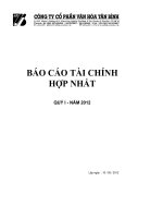 Báo cáo tài chính hợp nhất quý 1 năm 2012 - Công ty Cổ phần Văn hóa Tân Bình