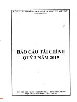 Báo cáo tài chính quý 3 năm 2015 - CTCP Sản xuất Kinh doanh Dược và Trang thiết bị Y tế Việt Mỹ