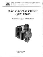 Báo cáo tài chính công ty mẹ quý 3 năm 2015 - Công ty Cổ phần Đầu tư Xây dựng Bình Chánh