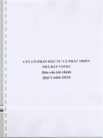 Báo cáo tài chính công ty mẹ quý 1 năm 2016 - Công ty Cổ phần Đầu tư và Phát triển Nhà đất COTEC