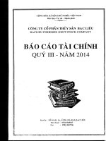 Báo cáo tài chính công ty mẹ quý 3 năm 2014 - Công ty Cổ phần Thủy sản Bạc Liêu