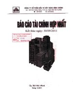 Báo cáo tài chính hợp nhất quý 3 năm 2011 - Công ty Cổ phần Đầu tư Xây dựng Bình Chánh