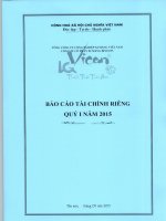 Báo cáo tài chính công ty mẹ quý 1 năm 2015 - Công ty Cổ phần Xi măng Bỉm Sơn