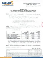 Nghị quyết Đại hội cổ đông thường niên - Tổng CTCP Bảo hiểm Bảo Long