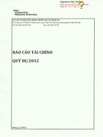 Báo cáo tài chính công ty mẹ quý 3 năm 2012 - Công ty cổ phần Xây dựng và Nhân lực Việt Nam