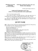 Nghị quyết Hội đồng Quản trị ngày 4-4-2011 - Công ty Cổ phần Chế biến và Xuất nhập khẩu Thủy sản CADOVIMEX