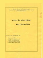 Báo cáo tài chính quý 3 năm 2014 - Công ty Cổ phần Chứng khoán ALPHA