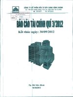 Báo cáo tài chính công ty mẹ quý 3 năm 2012 - Công ty Cổ phần Đầu tư Xây dựng Bình Chánh