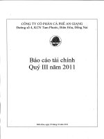 Báo cáo tài chính quý 3 năm 2011 - Công ty Cổ phần Cà phê An Giang
