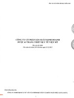 Báo cáo tài chính năm 2015 (đã kiểm toán) - CTCP Sản xuất Kinh doanh Dược và Trang thiết bị Y tế Việt Mỹ