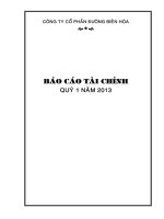 Báo cáo tài chính công ty mẹ quý 1 năm 2013 - Công ty Cổ phần Đường Biên Hoà