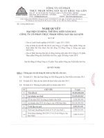 Nghị quyết Đại hội cổ đông thường niên năm 2013 - Công ty cổ phần Thực phẩm Nông sản Xuất khẩu Sài Gòn