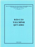 Báo cáo tài chính công ty mẹ quý 4 năm 2011 - Công ty cổ phần Đầu tư Hạ tầng Kỹ thuật T.P Hồ Chí Minh