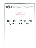 Báo cáo tài chính quý 3 năm 2010 - Công ty Cổ phần Chiếu xạ An Phú