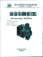 Báo cáo tài chính công ty mẹ quý 3 năm 2011 - Công ty Cổ phần Đầu tư Xây dựng Bình Chánh