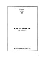 Báo cáo tài chính quý 3 năm 2012 - Công ty Cổ phần Chế biến và Xuất nhập khẩu Thuỷ sản Cà Mau
