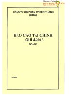 Báo cáo tài chính quý 4 năm 2013 - Công ty Cổ phần Dịch vụ Bến Thành