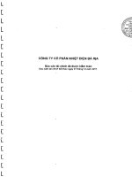 Báo cáo tài chính năm 2011 (đã kiểm toán) - Công ty Cổ phần Nhiệt điện Bà Rịa