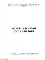 Báo cáo tài chính quý 2 năm 2015 - CTCP Sản xuất Kinh doanh Dược và Trang thiết bị Y tế Việt Mỹ
