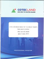Báo cáo tài chính công ty mẹ quý 2 năm 2015 - Công ty Cổ phần Đầu tư và Phát triển Nhà đất COTEC