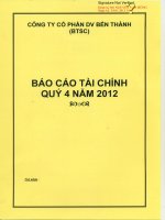 Báo cáo tài chính quý 4 năm 2012 - Công ty Cổ phần Dịch vụ Bến Thành