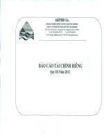 Báo cáo tài chính công ty mẹ quý 3 năm 2012 - Công ty Cổ phần Xuất nhập khẩu Thủy sản An Giang