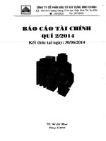 Báo cáo tài chính công ty mẹ quý 2 năm 2014 - Công ty Cổ phần Đầu tư Xây dựng Bình Chánh