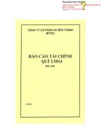 Báo cáo tài chính quý 2 năm 2014 - Công ty Cổ phần Dịch vụ Bến Thành