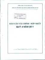 Báo cáo tài chính hợp nhất quý 4 năm 2011 - Công ty Cổ phần Xây dựng và Kinh doanh Vật tư