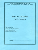 Báo cáo tài chính quý 4 năm 2014 - Công ty Cổ phần Khoáng sản Bắc Kạn
