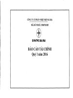 Báo cáo tài chính quý 1 năm 2016 - Công ty Cổ phần Nhiệt điện Bà Rịa