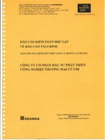 Báo cáo tài chính công ty mẹ năm 2014 (đã kiểm toán) - Công ty Cổ phần Đầu tư Phát triển Công nghiệp - Thương mại Củ Chi