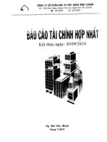 Báo cáo tài chính hợp nhất quý 3 năm 2014 - Công ty Cổ phần Đầu tư Xây dựng Bình Chánh
