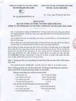 Nghị quyết Đại hội cổ đông thường niên - Công ty cổ phần Đầu tư và Phát triển Đô thị Dầu khí Cửu Long