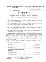 Nghị quyết Đại hội cổ đông thường niên năm 2011 - Công ty Cổ phần Khoáng sản Vinas A Lưới