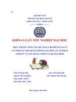 Thực trạng công tác kế toán chi phí sản xuất và tính giá thành sản phẩm tại công ty cổ phần gốm sứ và xây dựng cosevco quảng bình