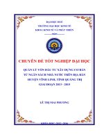 Quản lý vốn đầu tư xây dựng cơ bản từ ngân sách nhà nước trên địa bàn huyện vĩnh linh, tỉnh quảng trị giai đoạn 2013   2015