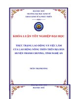 Thực trạng lao động và việc làm của lao động nông thôn trên địa bàn huyện thanh chương, tỉnh nghệ an