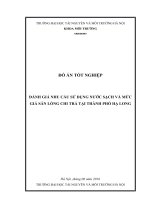 ĐÁNH GIÁ NHU CẦU SỬ DỤNG NƯỚC SẠCH VÀ MỨC GIÁ SẴN LÒNG CHI TRẢ TẠI THÀNH PHỐ HẠ LON
