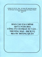Báo cáo tài chính quý 1 năm 2014 - Công ty cổ phần Tư vấn-Thương mại-Dịch vụ Địa ốc Hoàng Quân