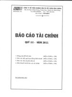 Báo cáo tài chính công ty mẹ quý 3 năm 2011 - Công ty Cổ phần Khoáng sản và Xây dựng Bình Dương