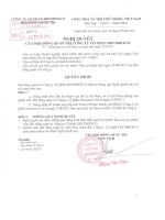 Nghị quyết Hội đồng Quản trị ngày 26-8-2011 - Công ty Cổ phần Docimexco